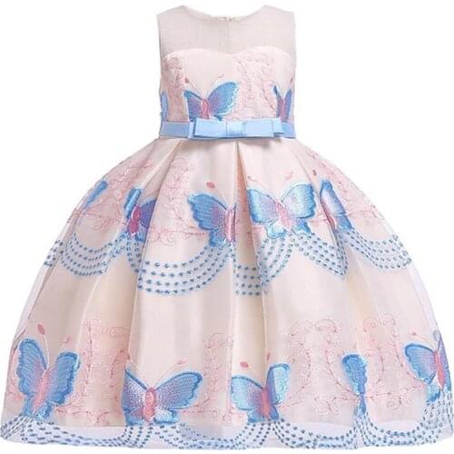 Pink Butterfly Children Tutu Princess Birthday Party Prom Wedding Evening Infant Summer Dress Gown Vestidos Baby Girls Clothes