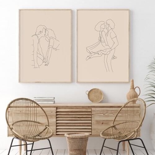Abstract Minimalist Pulp Fiction Film Posters Wall Art Prints Line Drawing Pictures Dirty Dancing Canvas Painting for Home Decor