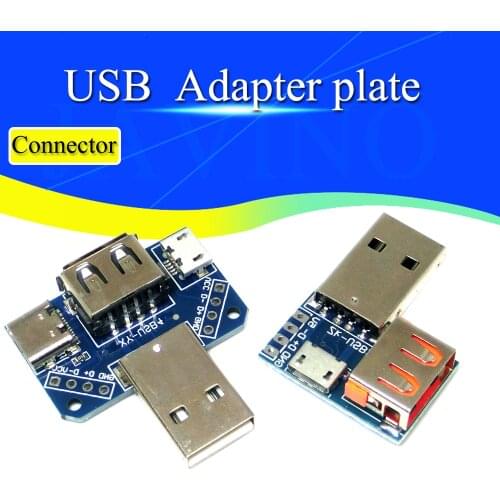 USB Head Switchboard Male USB Connector to Type-c Micro USB Female USB 2.54-4P transfer test board USB adapter plate XY-USB4