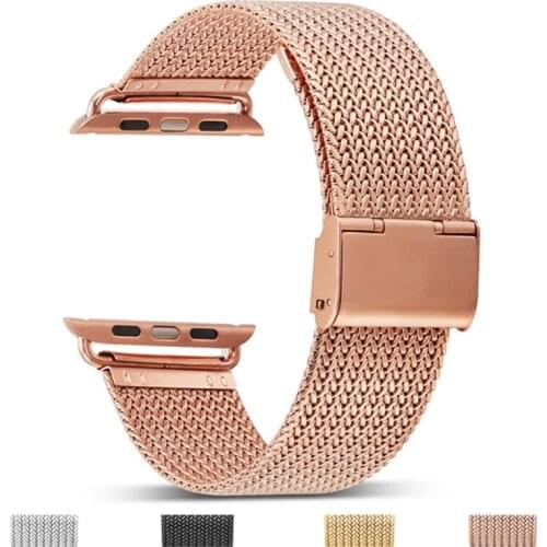 For Apple Watch 4 40MM 44MM Strap Stainless Steel Buckle Watchband for iwatch Series 4 Series 3/2/1 38mm 42mm Wrist Watch Band