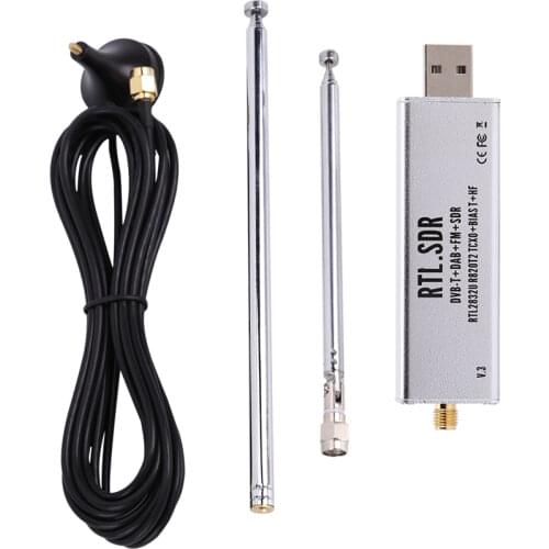 SDR-RTL RTL2832U + R820T2 1PPM TCXO ADS-B 0.1MHz-1.7GHz RTLSDR Software Radio Receiver With Multipurpose Dipole Antenna