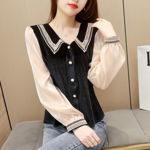 Chiffon Stitch Restore Shirts Plus Large Size Clothes 2021 Oversize Spring Autumn Feminina WomenS Top Blouse Fashion D0698