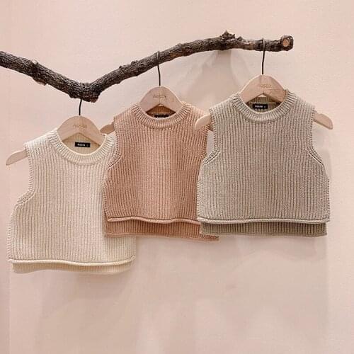 Baby Girls Sweaters Baby Girl Solid Sleeveless Pullover Vest Baby Boys Sweaters Knit Vest Kids Toddler Autumn Outerwear