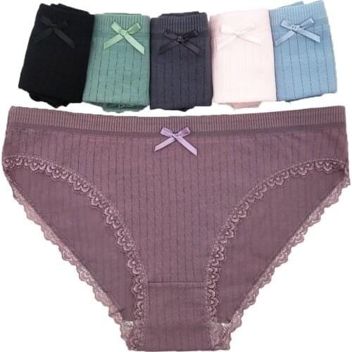 12 PCS/Set Cotton Underwear Womens Panties Comfort Underpants Lace Briefs For Woman Sexy Low-Rise Pantys Intimates M L XL