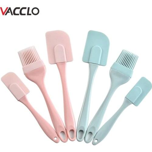 Vacclo 3PCS/Set Cream Scraper DIY Bread Cake Butter Spatula Mixer Oil Brush Kitchen Baking Tool Silicone Spatula Non-stick
