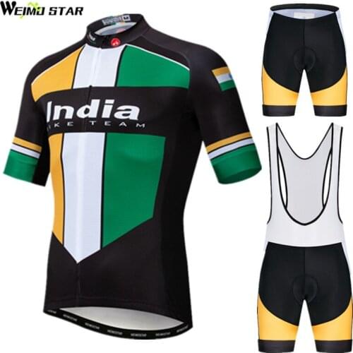 Weimostar 2019 India Pro Cycling Jersey Set MTB Racing Bike Clothing Gel Pad Anti-UV Mountain Bicycle Clothing Cycling Wear