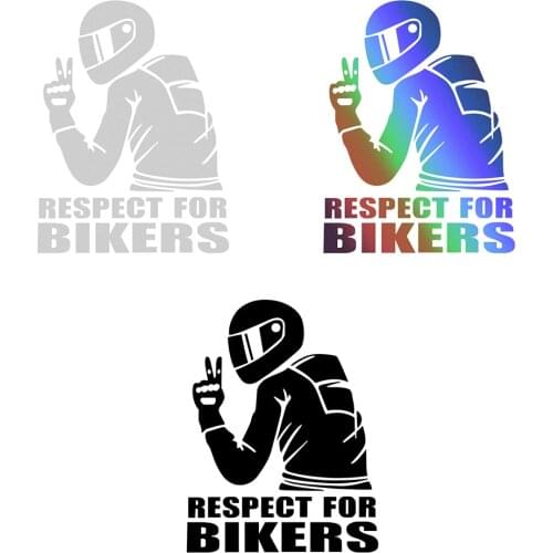 Funny Car Sticker 3D Respect for Bikers Waterproof Reflective Decal KK Vinyl Bike Motorcycle Styling Decoration 15cm