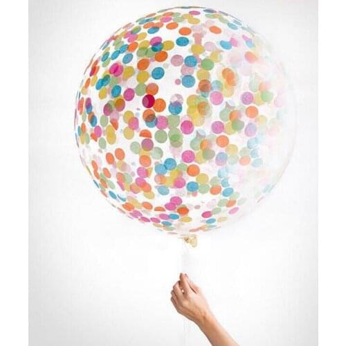 1pcs 36 Inch Round Latex Balloons Transparent DIY Helium Balloons with Confetti Birthday Wedding Party Valentines Day Decor