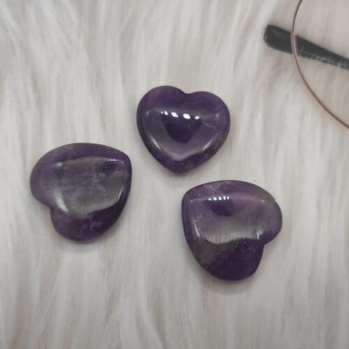 1pcs AMETHYST Crystal Heart Stone Amethyst Polished Gemstone Flat Heart Carving