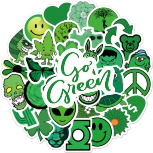 10/50PCS Ins Creative Green Cartoon Small Fresh Series Stickers for Waterproof Suitcase Laptop Graffiti Decoration Wholesale Toy