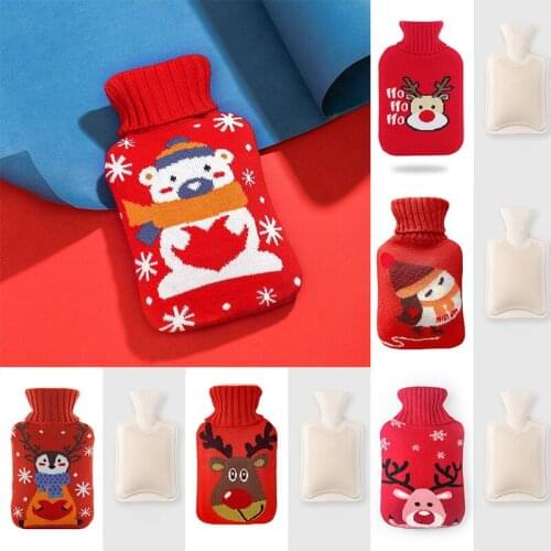 1000ML water injection hot water bottle rubber hand warmer belly warmer Christmas elk hand warmer set
