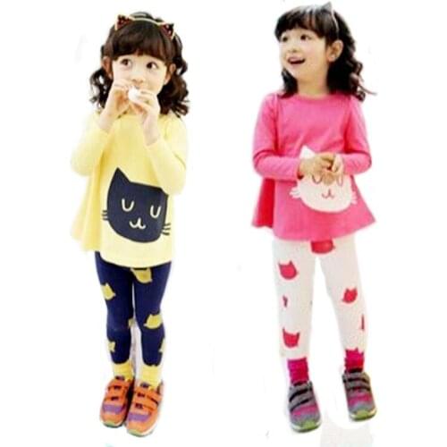 2018 Long Sleeve Suit Girls Sets Cotton Tops and Pants Girls Clothing Set Girl Suit Autumn O-Neck Leggings Fall G0135