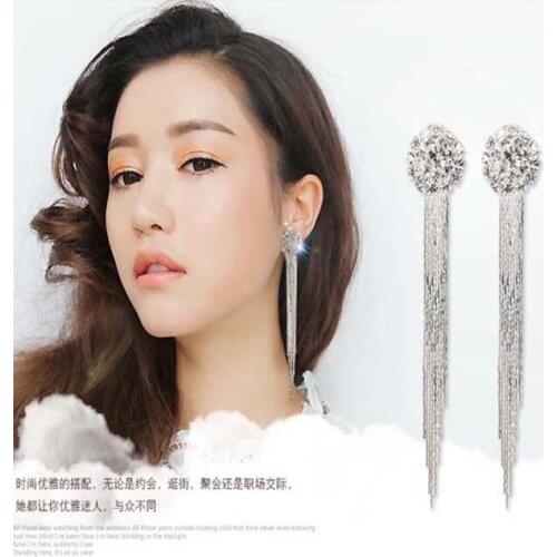 2019 Fashion Jewelry Personality Temperament Crystal Tassel Earrings Bridal Earring Oorbellen Earrings For women Long Earrings