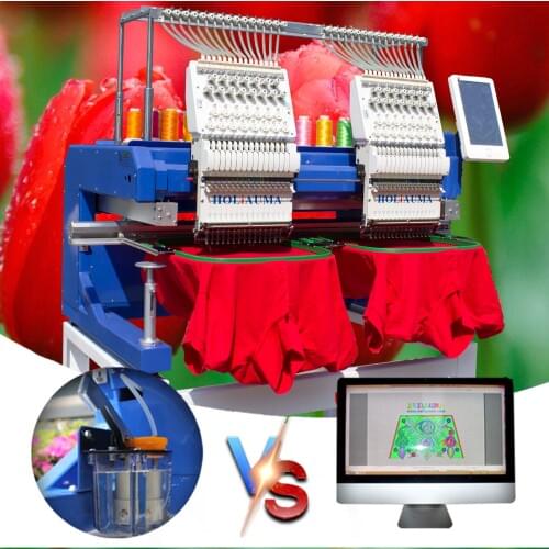 Good quality high speed 2 head embroidery machine cross stitch embroidery machine for cap/tshirt/flat with 15 needles