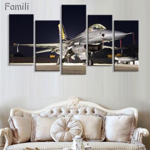5Pieces/set UnFramed HD Printed Fighter Aircraft Picture Wall Art Canvas Print Decor Poster Canvas Modern Oil Painting