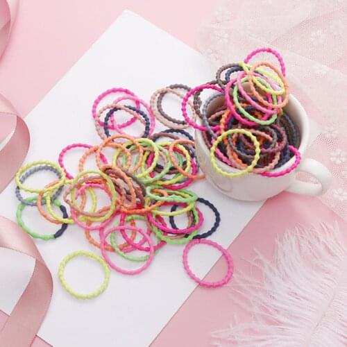 50Pcs 3cm Cute Head Wear Elastic Hair Ties Ponytail Holders Rubber Bands Hair Styling Tools Headbands for Girls Hair Accessories
