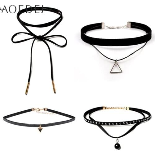 AOEDEJ 4Pcs/set Gothic Punk Style Tattoo Lace Choker Necklace Jewelry for Women Black Choker Collar Necklace Wholesale