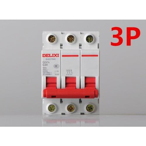 DELIXI Mini Circuit Breaker MCB D Type DZ47 3P 1A 2A 3A 6A 10A 16A 20A 25A 32A 40A 50A 63A 80A 100A 125A