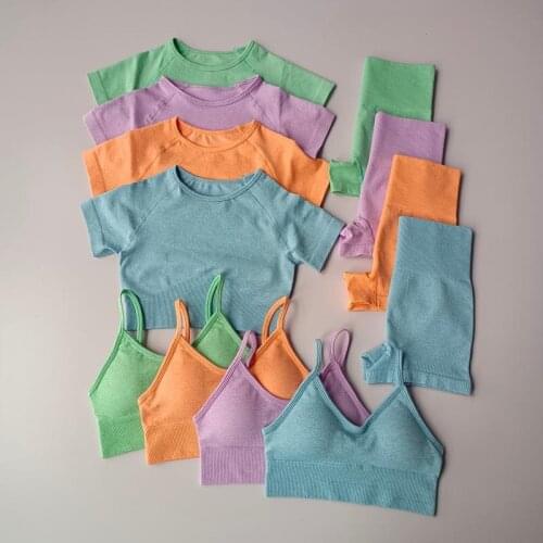 3Pcs Seamless Yoga Set Gym Clothing Workout Clothes For Women Tracksuit Gym Set High Waist Sport Outfit Yoga Fitness Suit