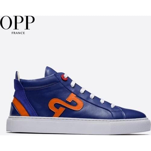 OPP Mens Shoes Summer Breathable Lace-up Boots Leather Mixed Color Shoes Street Style Casual Mens Skate Shoes