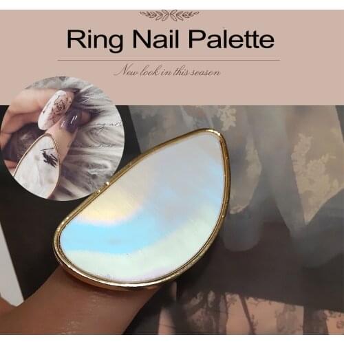 BQAN 1pcs Nail Art Metal Finger Ring Palette Mixing Acrylic UV Gel Polish Painting Drawing Color Paint Dish Manicure Tools