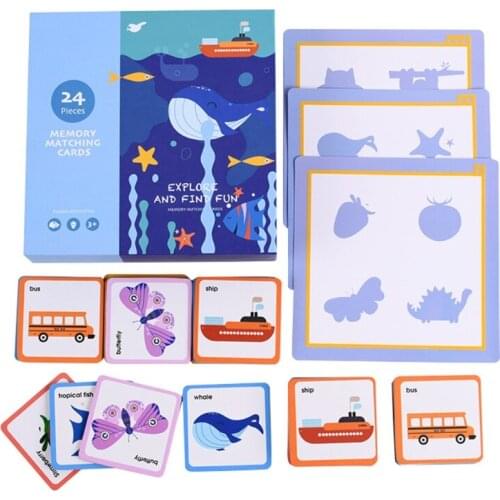 Baby Training Puzzle Cognitive Cards Educational Cartoon Vehicle Animal Fruit Set Matching Game English Learning Toys