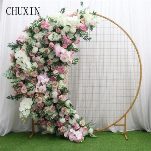 Homemade Luxury Moon Shape Artificial Flower Row Flower Ball Set Wedding Arch Backdrop Home Party Flower Arrangement Decoration