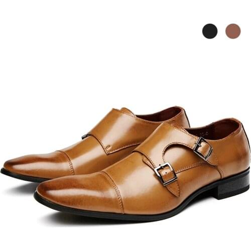 Double Monk Style Leather Black Bridegroom Dress Designer Best Men Shoes for Men Original Casual Business