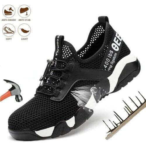Breathable/Four Seasons Men Safety Work Shoes Outdoor Steel Toe Boots Lightweight Industrial Anti-puncture Comfortable Sneakers