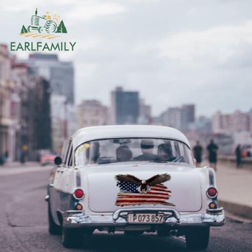 EARLFAMILY 43cm x 25.9cm for Bald Eagle American Flag Graphics Funny Car Stickers Vinyl JDM Bumper Wall Home Fine Decals