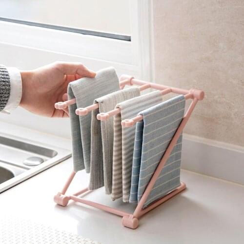 Hot sale Plastic Towel Foldable Vertical Rags DIY Folding cup Kitchen Towels Hanger Table Storage Rack Cup Holder Racks