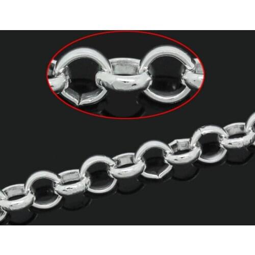 DoreenBeads Retail Link-Opened Cable Chains Findings Silver color 5mm,5M
