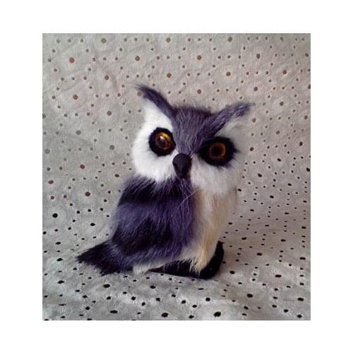 Simulation cute owl 4x4x12cm toy model polyethylene&furs owl model home decoration props ,model gift d191