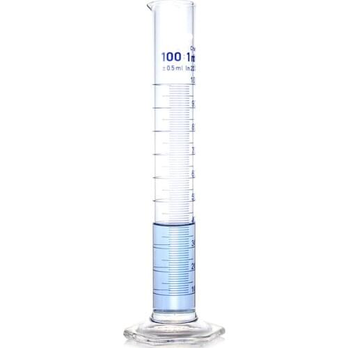 100mL Measuring Cylinder with Spout and Graduation with Glass Heagon Base Laboratory Chemistry Equipment