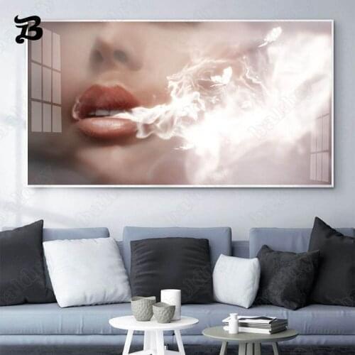 Canvas Painting Wall Art Figure Oil Painting Model Sexy Abstract Lips Art Canvas Posters and Prints for Living Room Home Decor