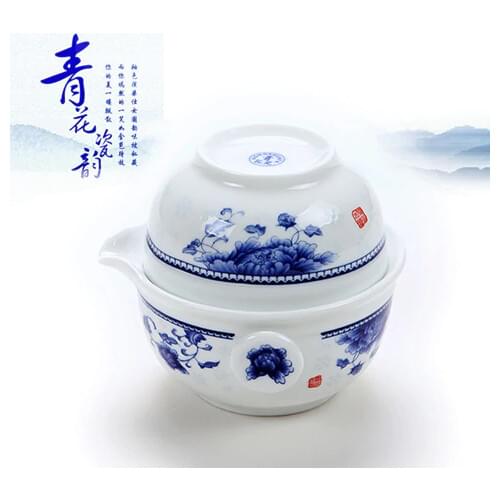 Ceramic teapot travel office blue and white teacup a pot of a cup Hand pot tea pot procelain kettle