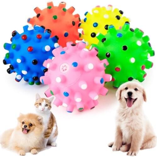 Pet Dog Puppy Thorny Round Ball Molar Teeth Cleaning Chewing Squeaky Sound Toy Interactive Teeth Dog Toy Pet Cleaning Toy Ball