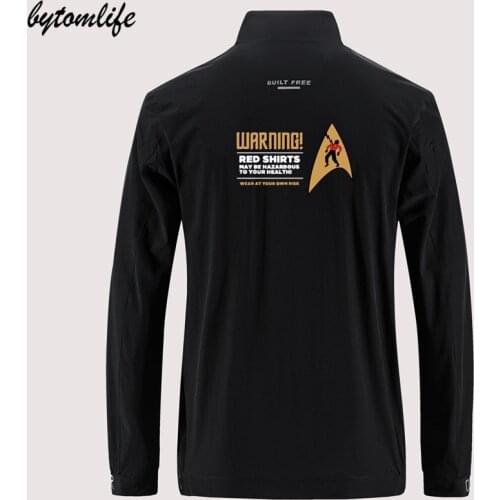 Dead Jim Parody Star Trek Science Fiction Mens Outdoor Zipper Comfortable Soft Jacket Mens Casual Back Printing Asian Size