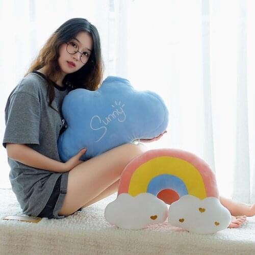 Nordic Style Cartoon Rainbow Floor Pillow Plush Toys Stuffed Desk Chair Seat Cushion Soft Sofa Bed Hold Home Decorative