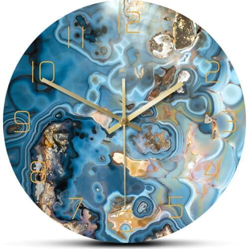 Onyx Crystals Structure Printed Wall Clock Marble Texture Artwork Quiet Movement Wall Watch Metaphysical Healing Wall Art Clock