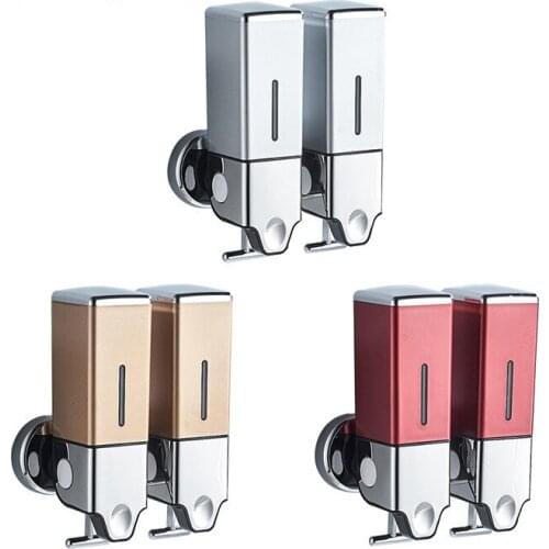 Double Liquid Soap Dispenser Wall Mounted Square Shower Bath Soap Container 500ML Hand Sanitizer Bathroom Accessories Kitchen