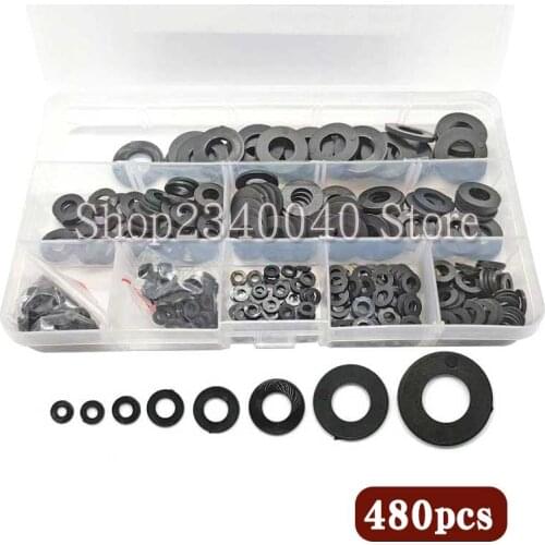 Nylon Washer 480pcs/set Black or White Plastic Nylon Washer Flat Spacer Washer Seals Gasket Ring M2 M2.5 M3 M4 M5 M6 M8 M10