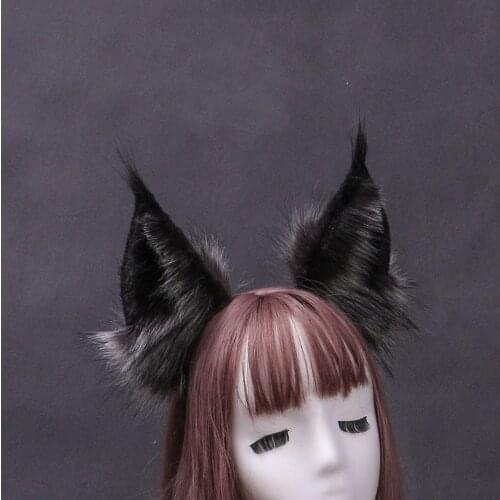 New Kawaii Plush Cat Ears Headband Realistic Furry Fluffy Animal Wolf Hair Hoop Lolita Anime Decor Cosplay Costume Accessories