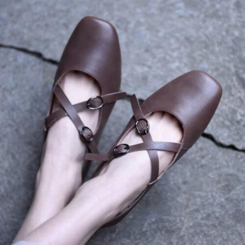 Artmu Origional Flat Sole Womens Shoes Shallow Mouth Comfortable Versatile Moccosins Genuine Leather Handmade Shoes 2020 New
