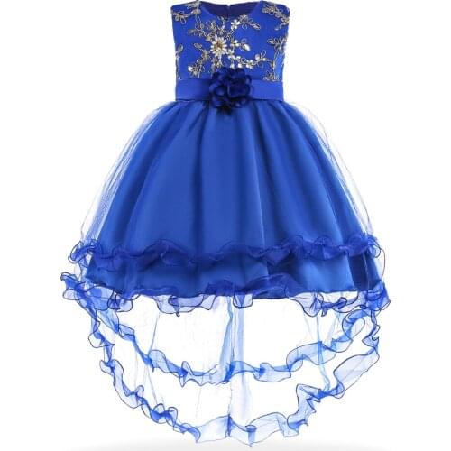 Flower Girls Dresses Children Sleeveless Cotton Lining Trailing Wedding Party Ball Gown Fashion Kids Girls Clothing