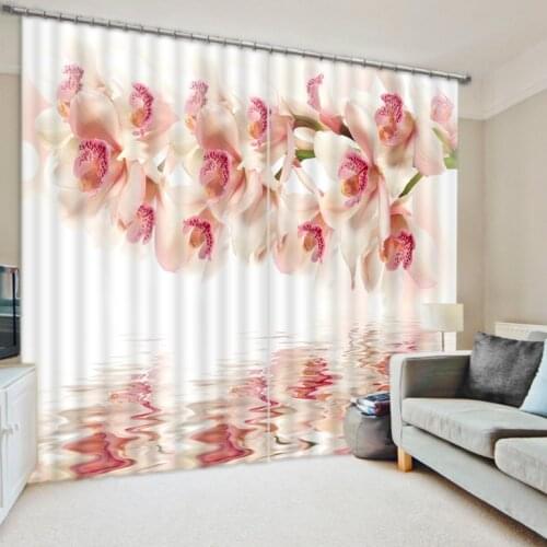 Luxury Blackout 3D Window Curtain For Living Room white flower curtains