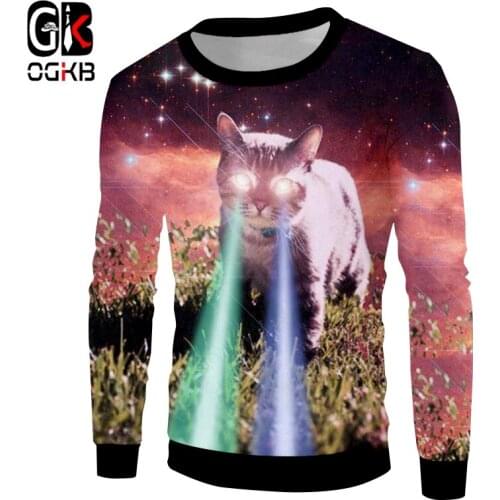 OGKB Madam Hoodies Sweatshirts Long 3D Printed Starry sky cat Streetwear Plus Size 5XL Attire Spring Pullovers