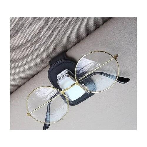 Universal Car Auto Sun Visor Leather Glasses Box Sunglasses Clip Card Ticket Holder Fastener Pen Case Eyeglasses Accessories