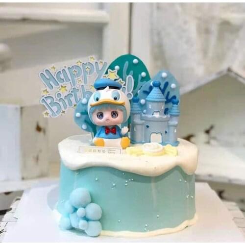 Duck rabbit cat baby Castle Babys Boy Girl Happy Birthday Cake Topper Kid Party Supplies Cake Deorating Pink Love Gifts