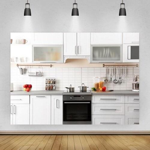 Simple Style Kitchen Scene Portrait Photography Background Indoor Decoration Vinyl Backdrop Photocall Studio Props